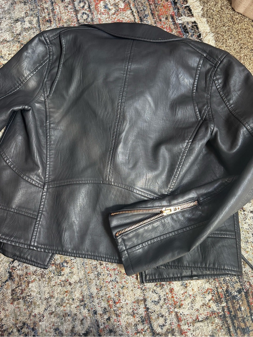 Blank NYC Black Faux Leather Hooded Moto Jacket with Gold Hardware - Picture 8 of 8